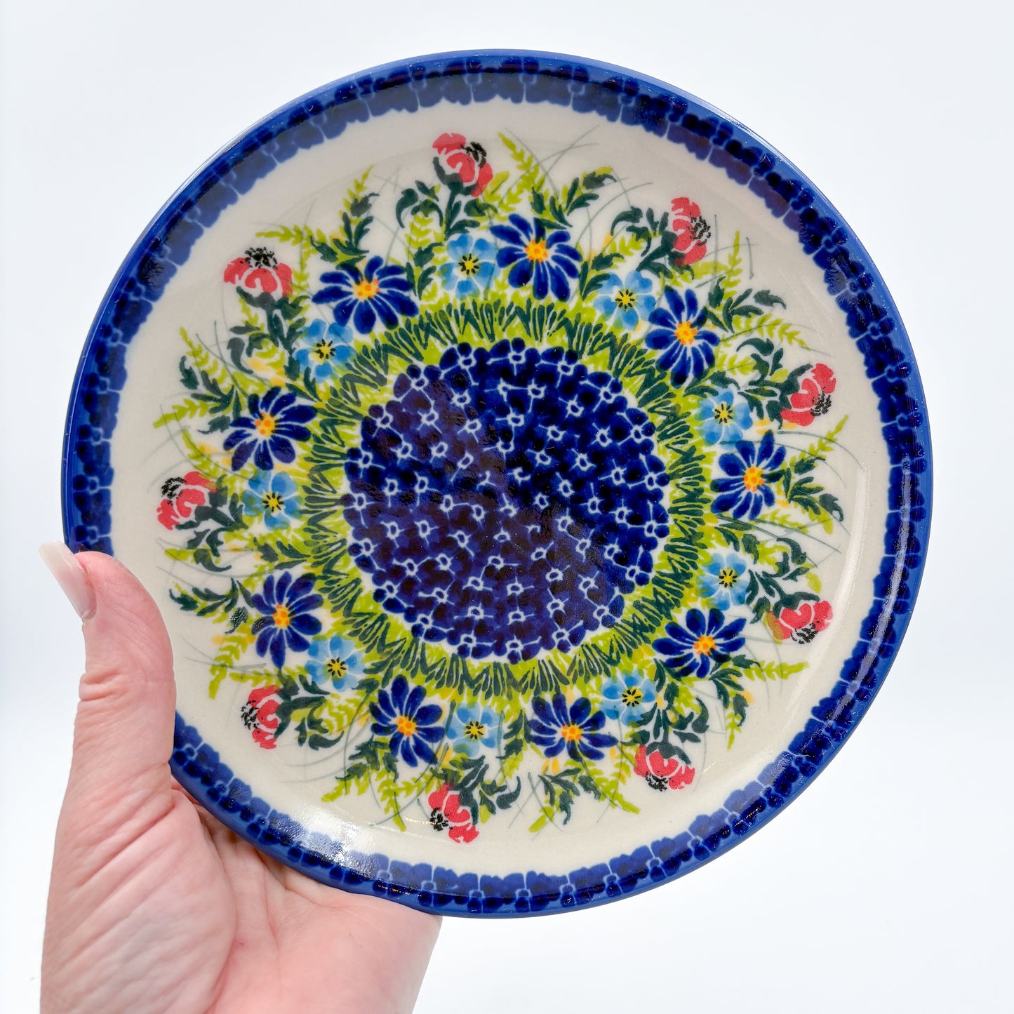 7.5” Plate. Hand crafted Polish pottery stoneware: UNIKAT Meadow Breeze