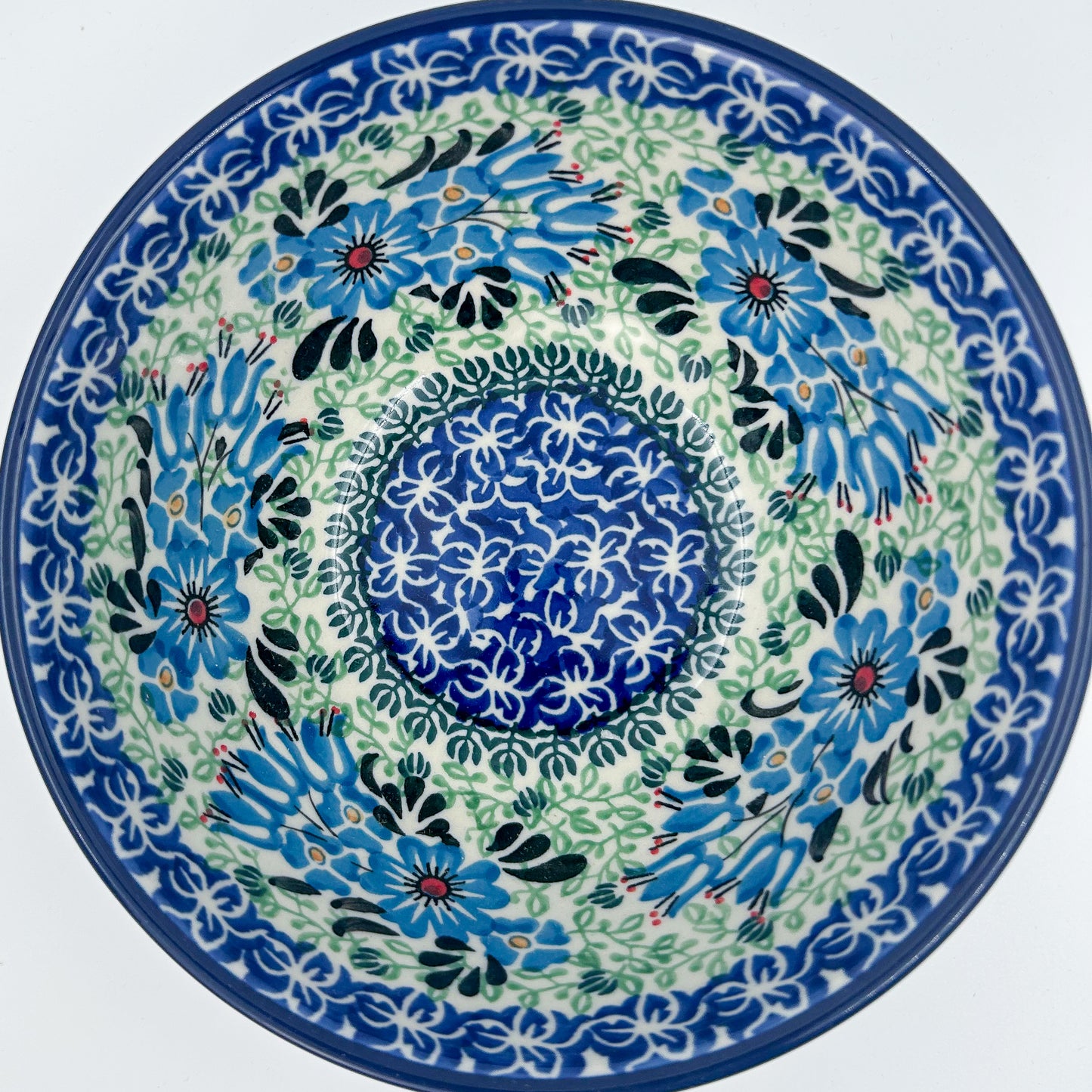 Polish pottery 6.” Bowl in the UNIKAT Windswept Blues pattern.
Ceramika Artystyczna Company