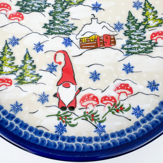 7.5” Plate. Hand crafted Polish pottery stoneware: UNIKAT Gnome Village