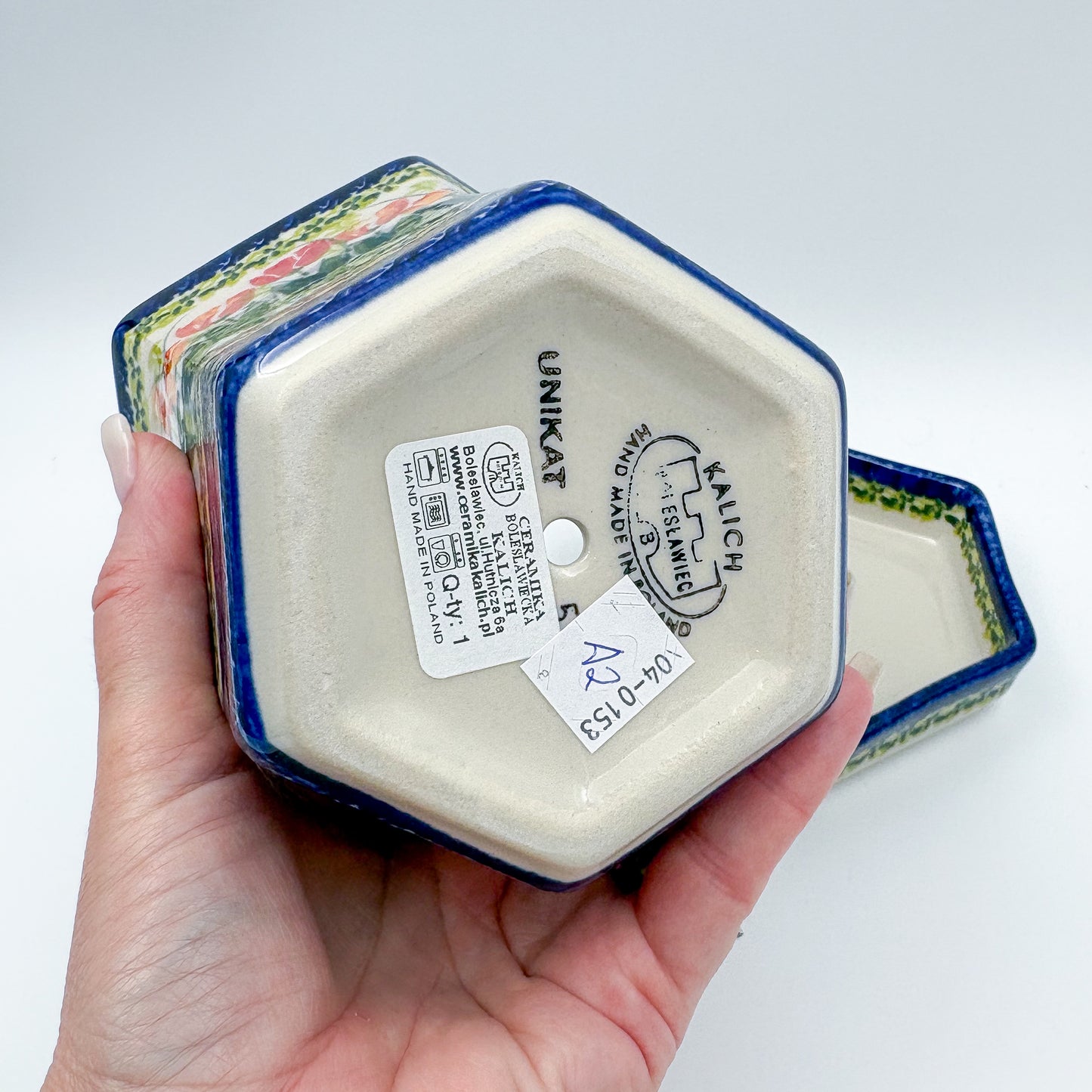 5” Flower Pot. Handmade Polish pottery. UNIKAT Tulip Fields