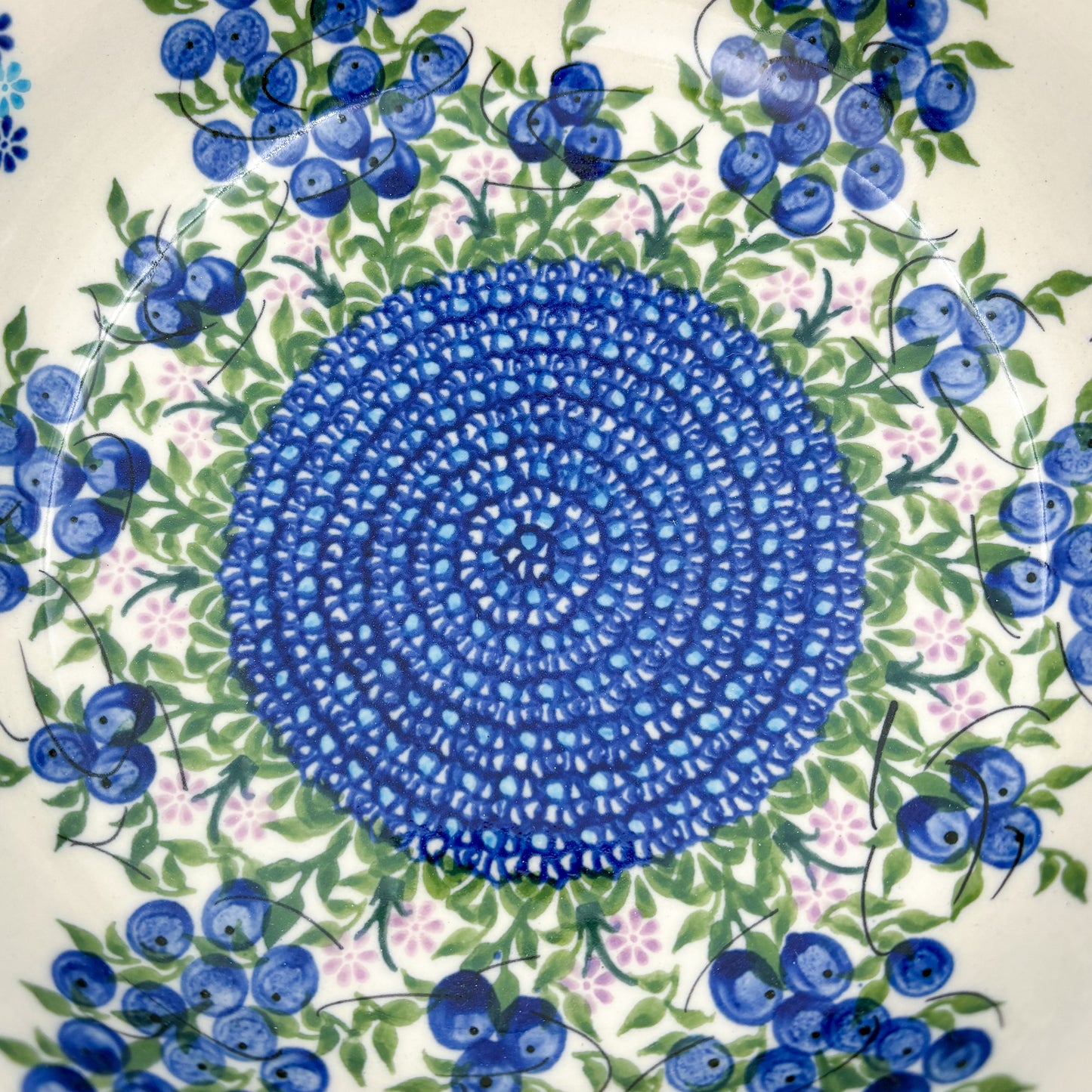9" Kora Bowl Hand crafted Polish pottery stoneware: UNIKAT Blueberry Design