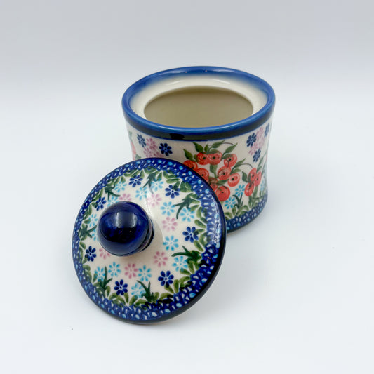 Sugar Jar. UNIKAT Red Berry Pattern