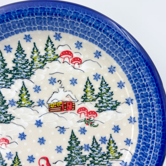 10.2” Plate. Hand crafted Polish pottery stoneware: UNIKAT Gnome Village