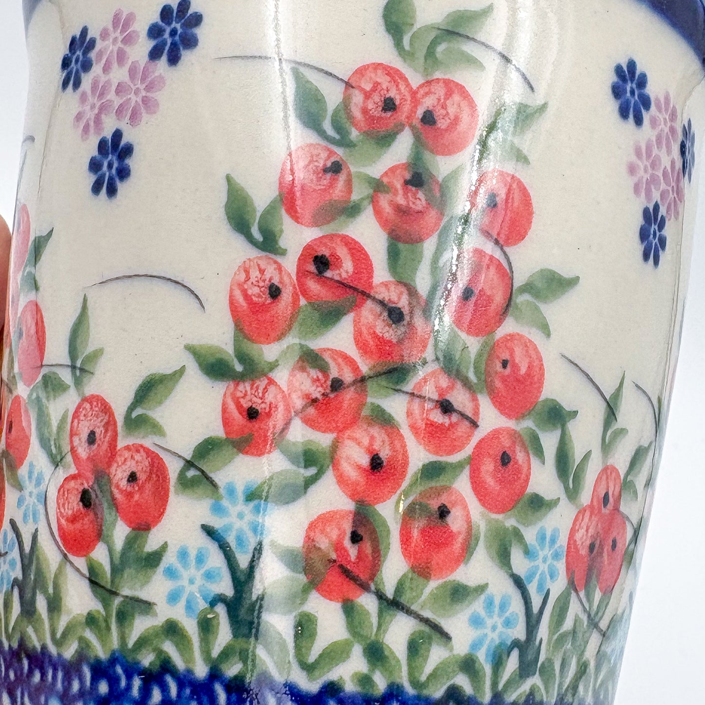 Mug XL 18oz. Handcrafted Polish pottery stoneware: UNIKAT Red Berry