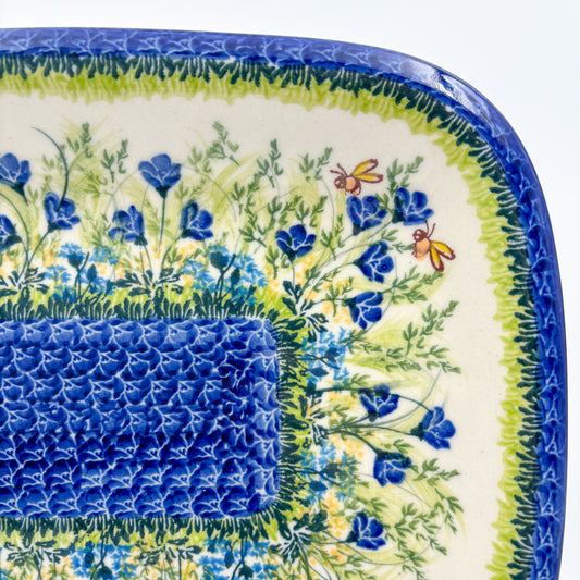 13” Large Daria Platter. Hand crafted Polish pottery stoneware: UNIKAT Bluebell Meadow