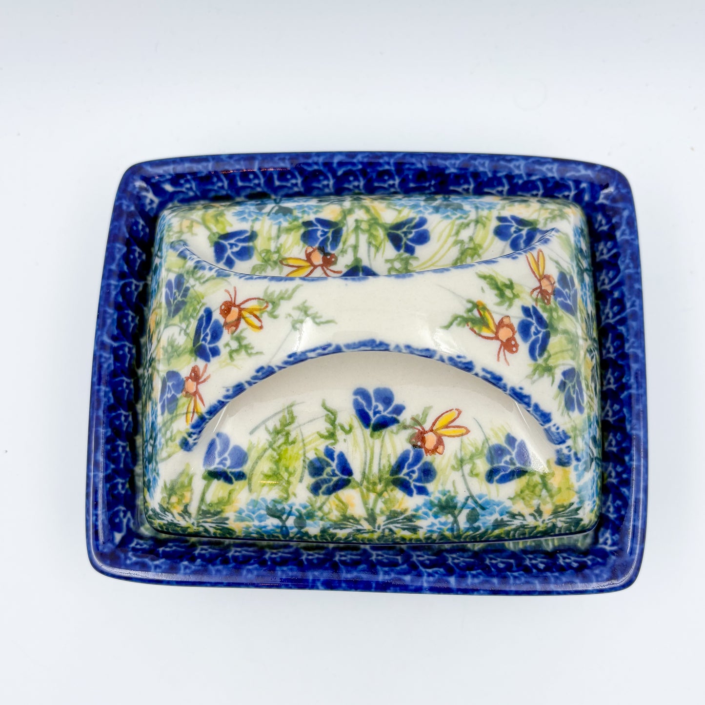 Butter Dish Deep: UNIKAT Bluebell Meadow
