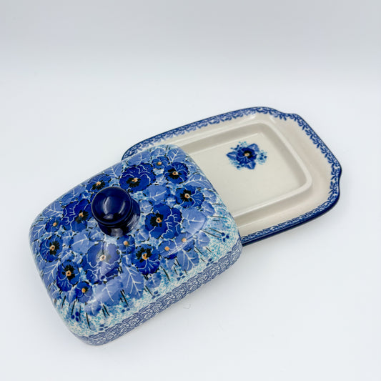 7" Butter Dish: UNIKAT Deep Winter Design