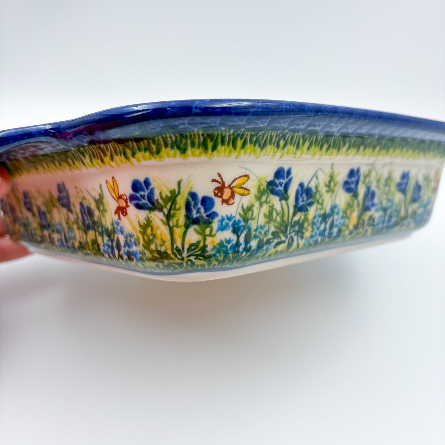 9” Lasagna Baker Handmade in Poland. UNIKAT Blueberry Meadow Design