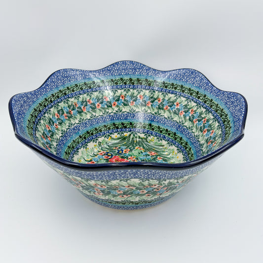 12" Wavy Bowl: UNIKAT Spring Floral Garland