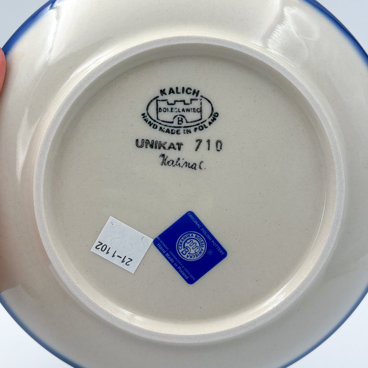 7.5” Plate. Hand crafted Polish pottery stoneware: UNIKAT Christmas Cardinal