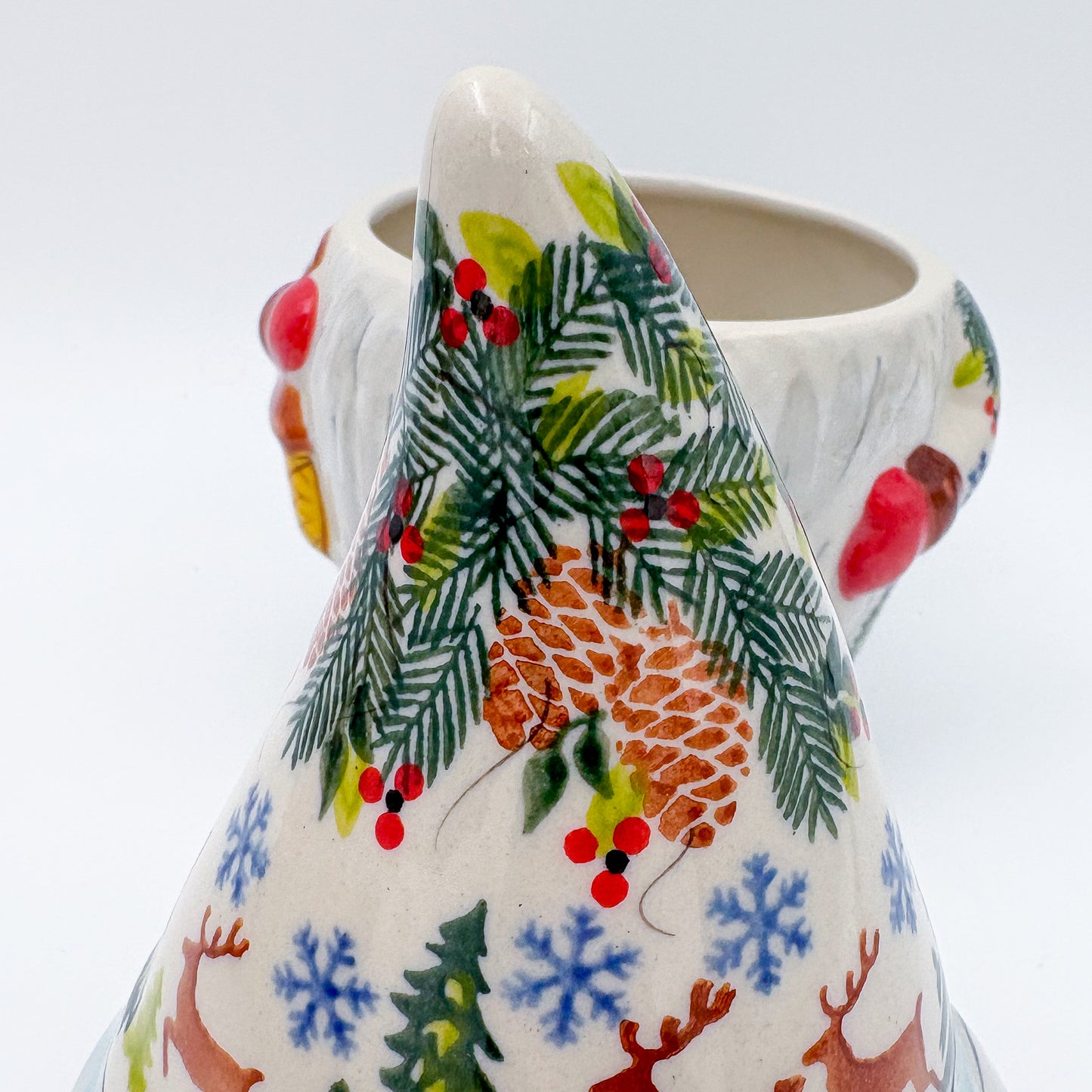 Small Gnome Cookie Jar. Handmade Polish pottery. UNIKAT Reindeer Bliss