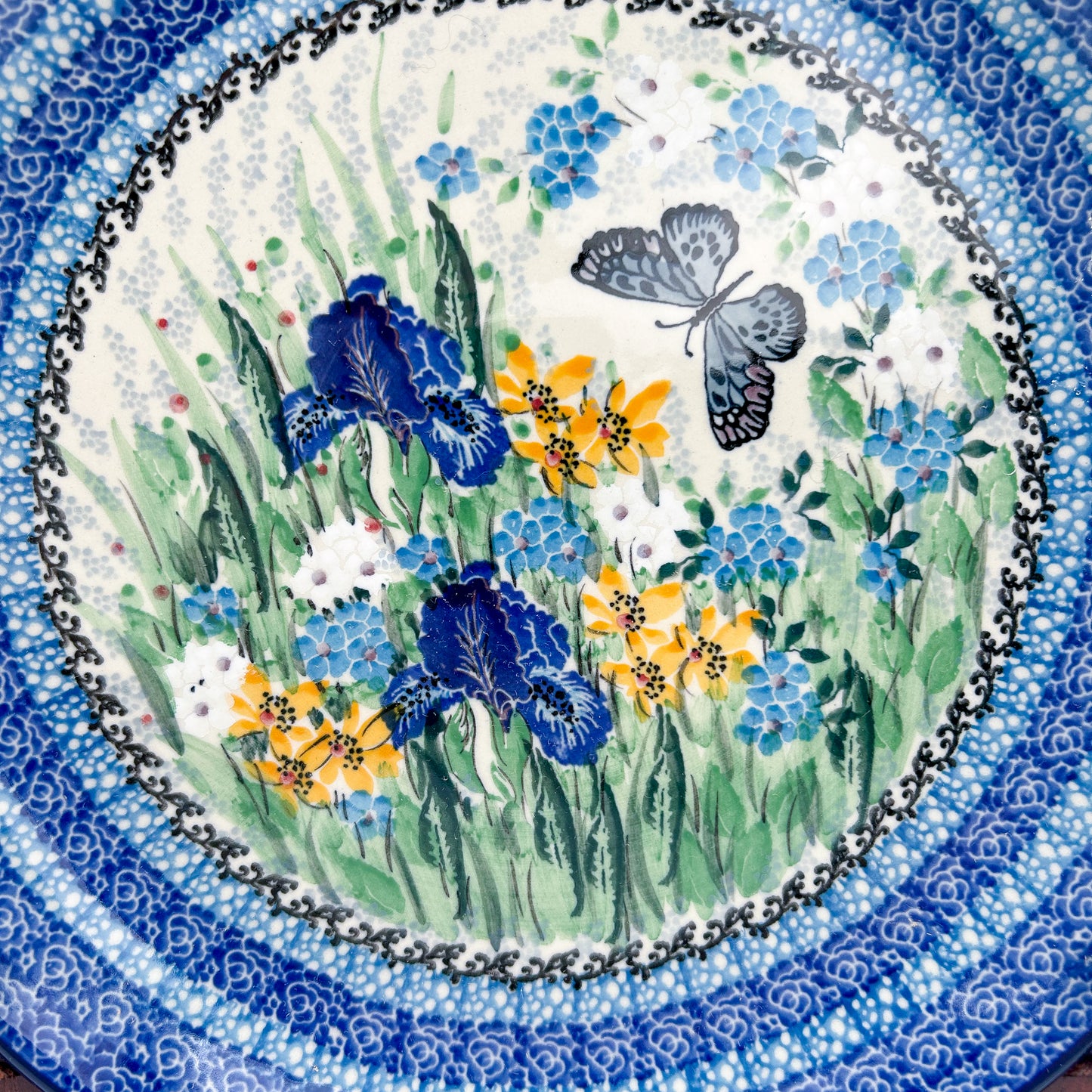 10.5” Plate. Hand crafted Polish pottery stoneware: UNIKAT Sweet Nectar Design
