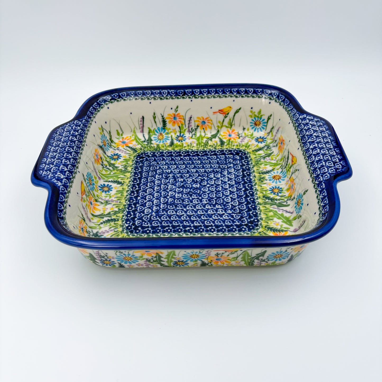 9” Lasagna Baker Handmade in Poland. UNIKAT Wildflower Meadow Design