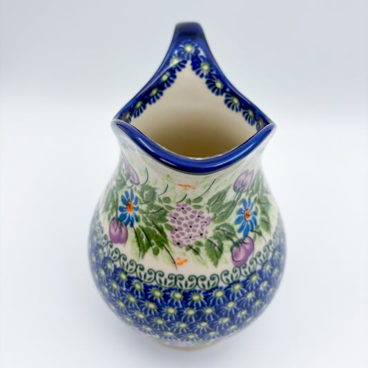 37 oz. Pitcher. Hand painted Polish pottery stoneware. UNIKAT Floral Garden
