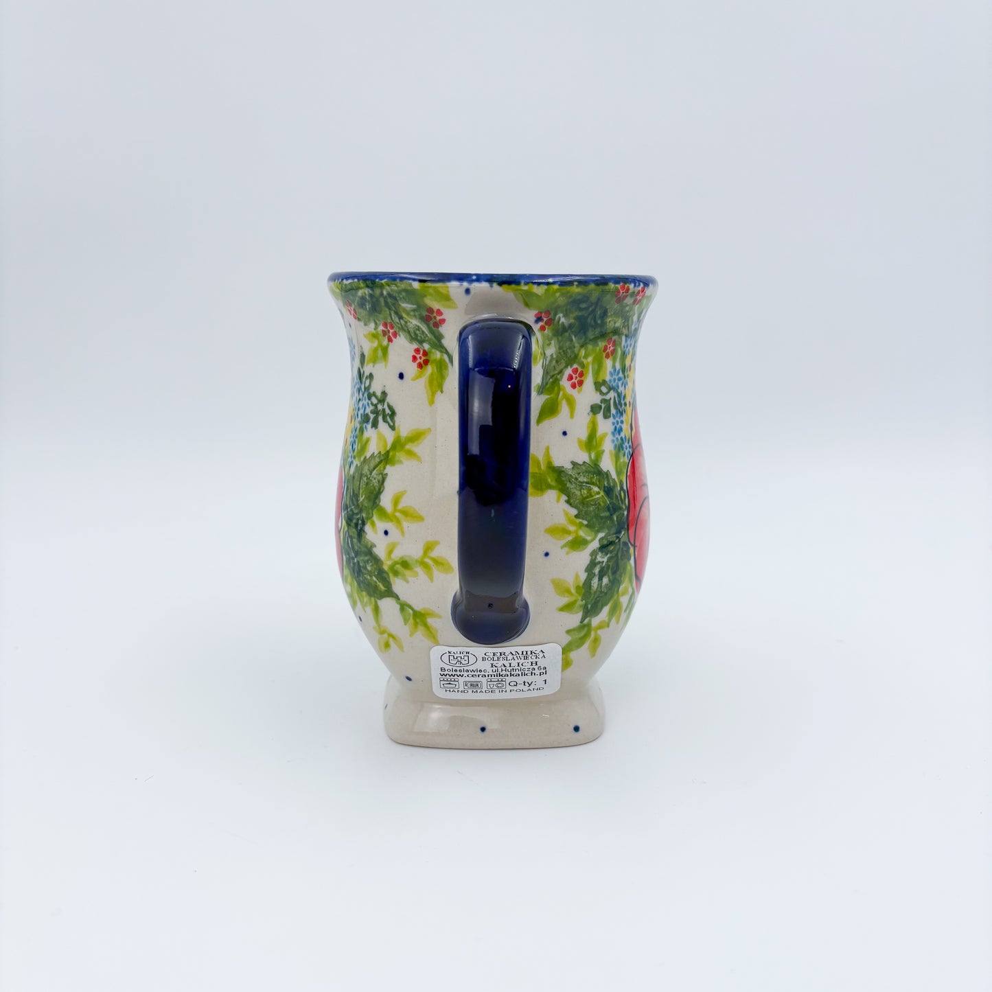 Tulip Mug 10oz. Handcrafted Polish pottery stoneware: UNIKAT Red Poppy