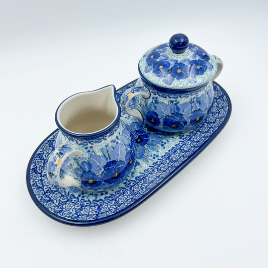 10" Cream and Sugar Set. UNIKAT Deep Winter Design