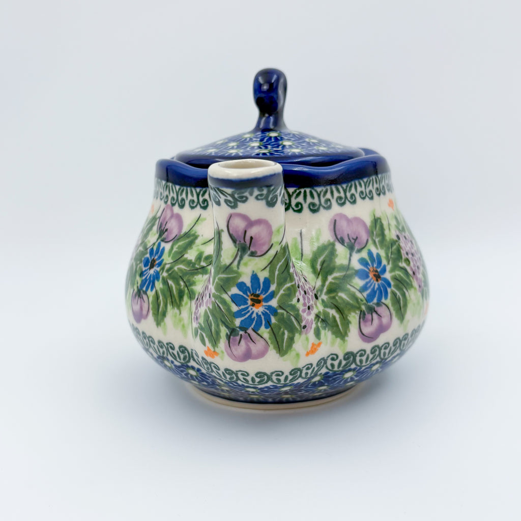 25 oz  Fruti Teapot.  Handcrafted Pottery in Poland. UNIKAT Floral Garden Design