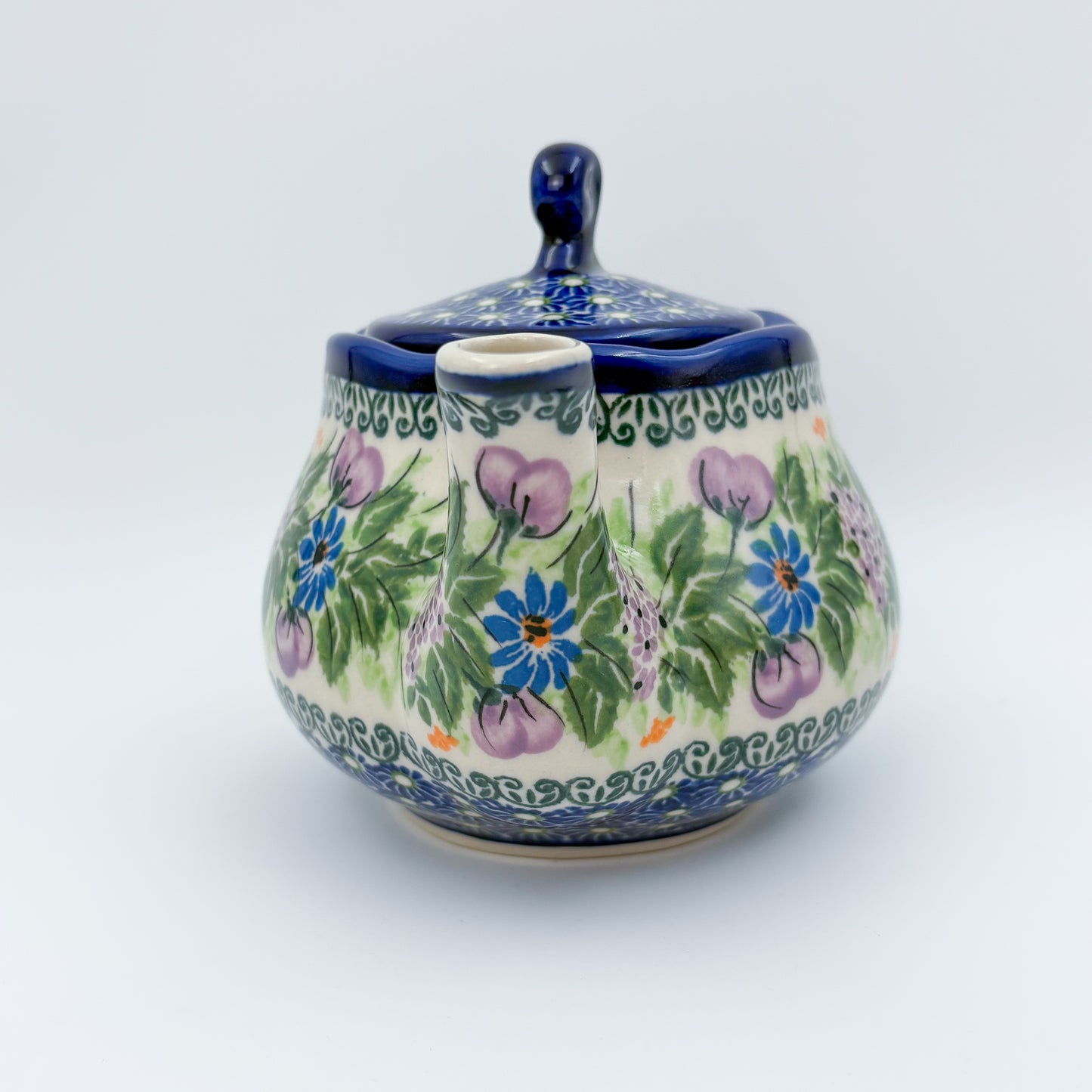 25 oz  Fruti Teapot.  Handcrafted Pottery in Poland. Floral Garden Design
