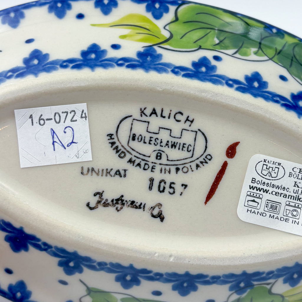 7" Oval Milano Platter  Hand crafted Polish pottery stoneware: UNIKAT Monarch Design