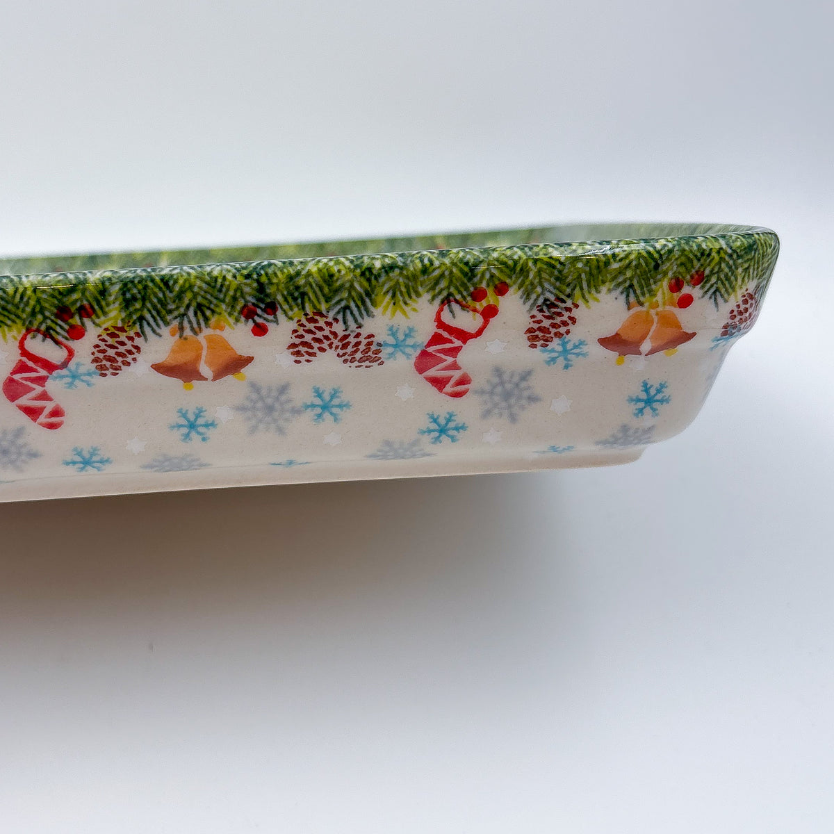 9” Rectangular Baker. Handmade in Poland.  UNIKAT Gnome Winter