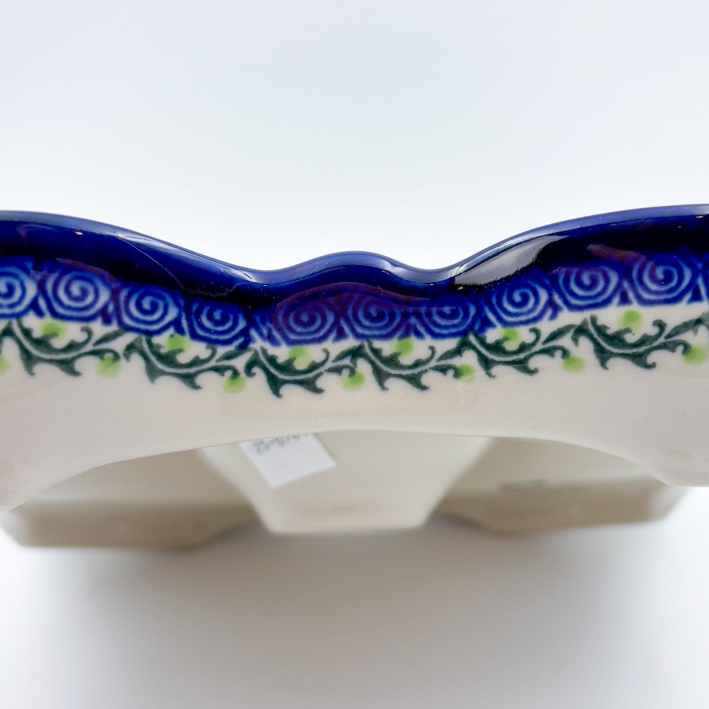 11" Divided Platter with Center Bowl.  Hand crafted Polish pottery stoneware: UNIKAT Whispering Ferns