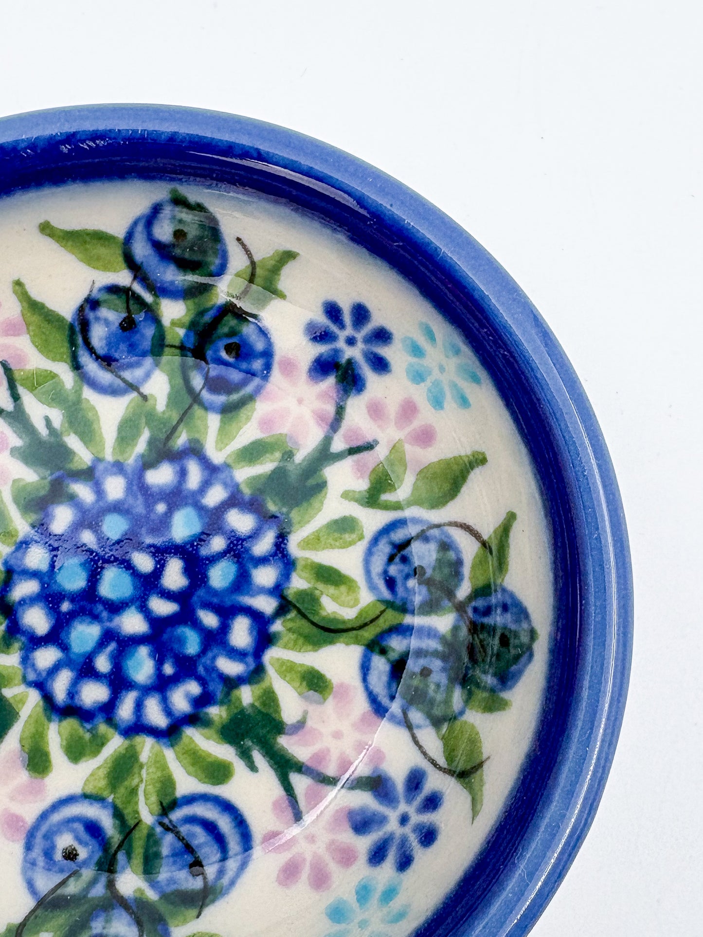 Small Set 3 stacking Bowls.  Hand crafted Polish pottery stoneware:  Blueberry Design