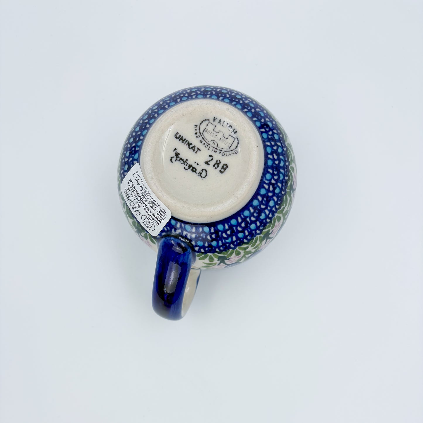 10 oz Bubble Mug. Handcrafted Polish pottery stoneware:  UNIKAT Blueberry Design