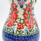 37 oz. Pitcher.  Hand painted Polish pottery stoneware UNIKAT Red Berry