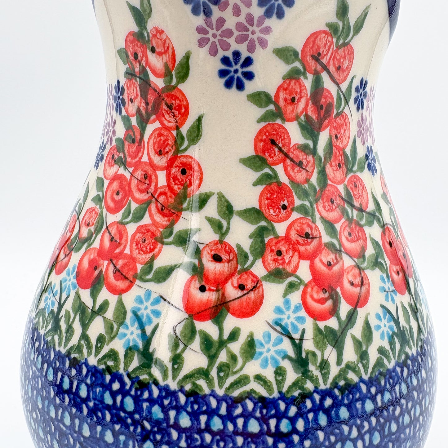 37 oz. Pitcher.  Hand painted Polish pottery stoneware UNIKAT Red Berry