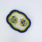 5" Soap Dish.  Handmade Polish pottery.  UNIKAT Bluebell Meadow Design