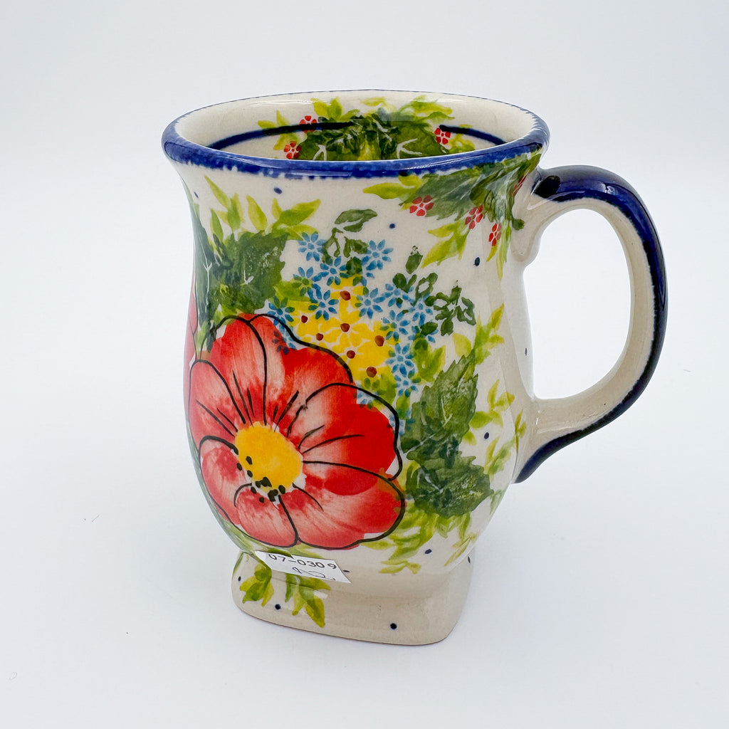 Red Poppy tulip mug on white background, front view