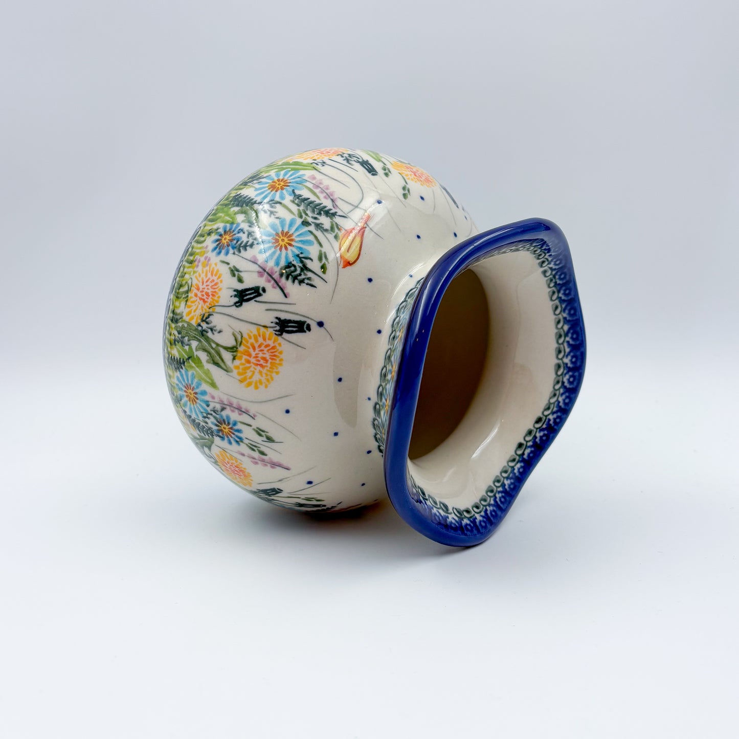 Kula Vase 5.5”.  Handmade Polish pottery.  UNIKAT Wildflower Meadow