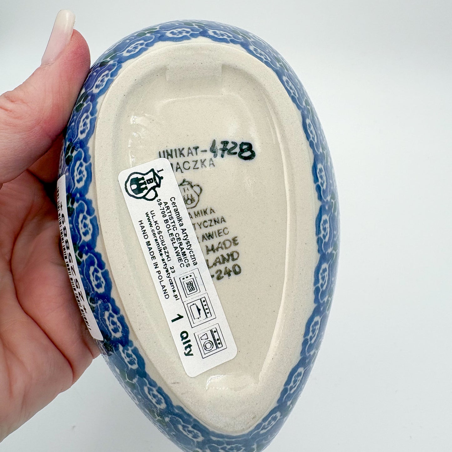 Spoon Rest 5””.  Handmade Polish pottery.  UNIKAT Candy Red Poppy Design