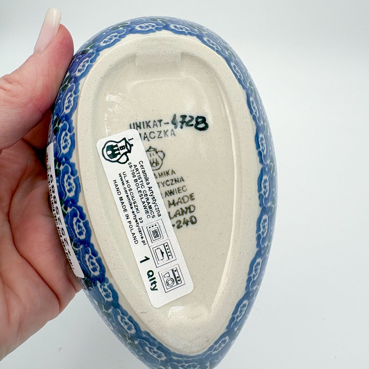 Spoon Rest 5”.  Handmade Polish pottery.  UNIKAT Candy Red Poppy Design