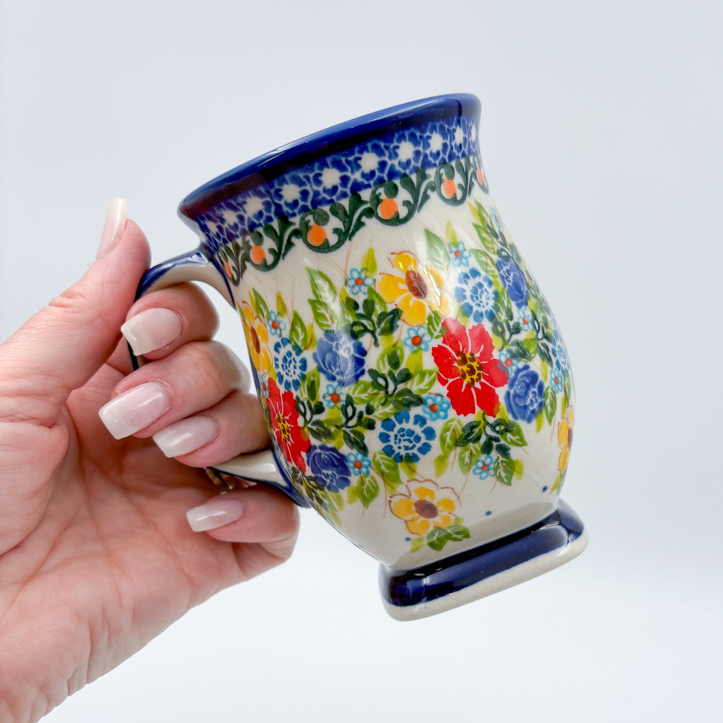 Tulip Mug 10oz. Handcrafted Polish pottery stoneware:  UNIKAT Garden Party
