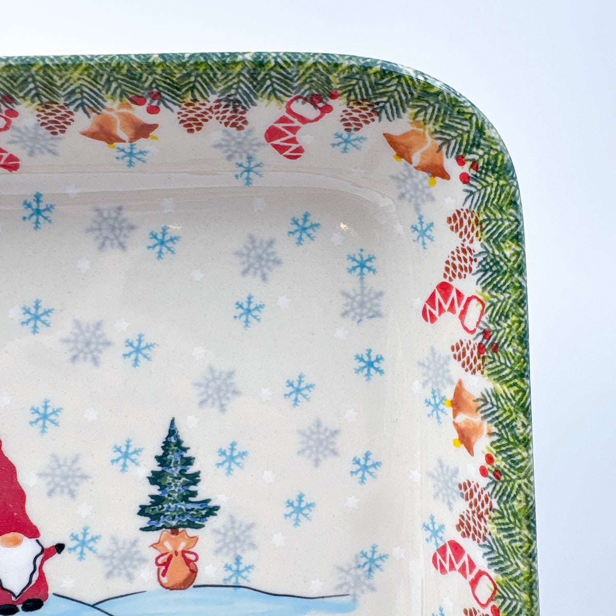 9” Rectangular Baker. Handmade in Poland.  UNIKAT Gnome Winter