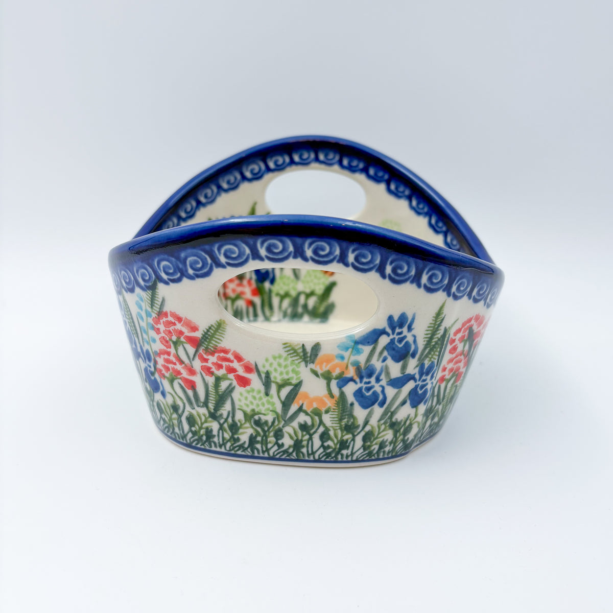 Basket Container Small.  Handmade Polish pottery.  UNIKAT Meadow Design