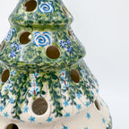 9.4" Christmas Tree Luminary with Base  Handmade Polish pottery.  UNIKAT Whispering Ferns Design