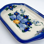 7" Butter Dish.  Handmade in Poland. UNIKAT Poppies in Blue