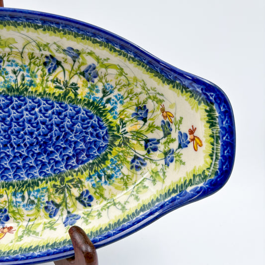 13" Oval Boat with Handles handmade in Poland. UNIKAT Bluebell Meadow Design