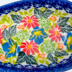 Spoon Rest 5”.  Handmade Polish pottery.  UNIKAT Garden Party