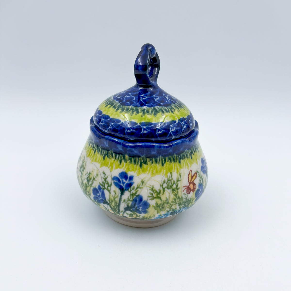 Sugar Bowl Alegro. Handmade in Poland UNIKAT Bluebell Meadow