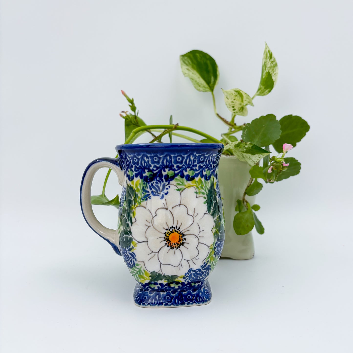 Tulip Mug 10oz. Handcrafted Polish pottery stoneware:  UNIKAT Wild Rose