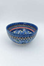 6.25” Deep Bowl.  Hand crafted Polish pottery stoneware: Bloomin Sky