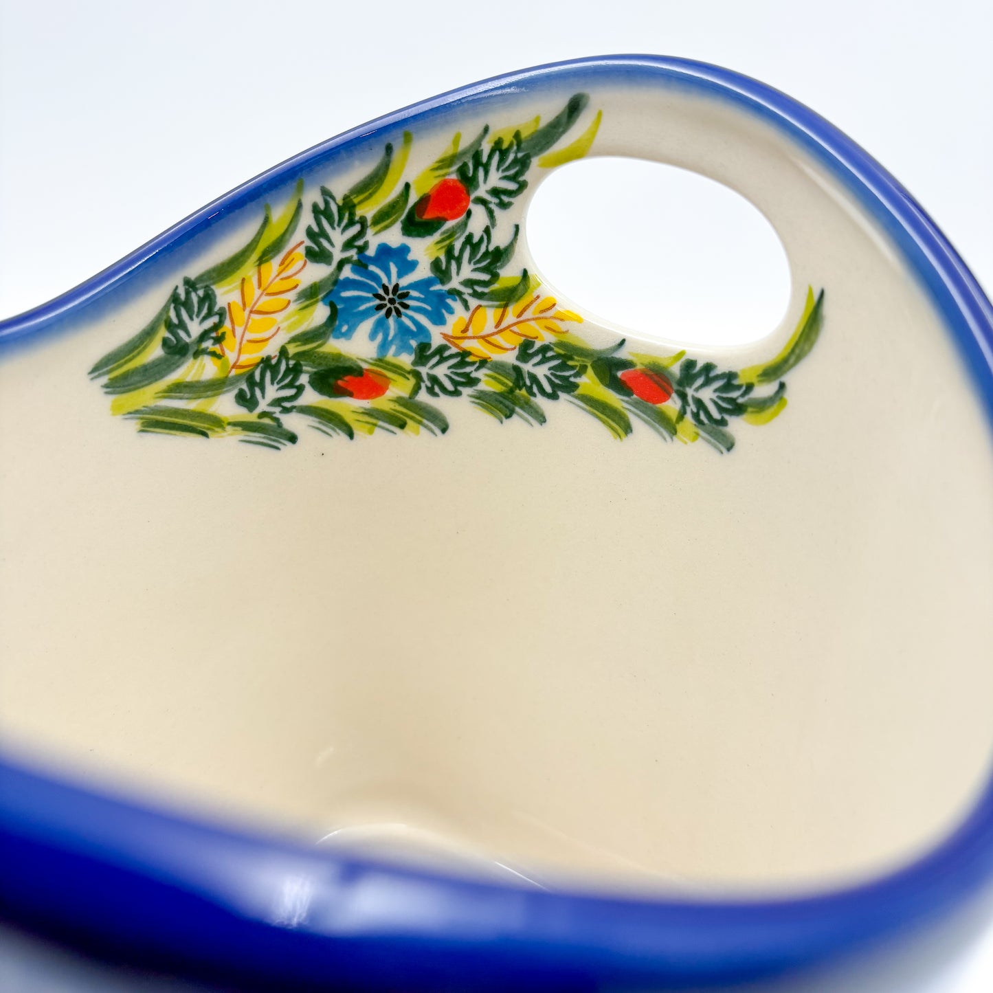 Basket Container & Utensil Med.  Handmade Polish pottery.  UNIKAT Garden Poppy Design