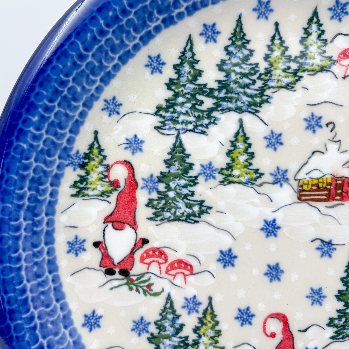 10.2” Plate.  Hand crafted Polish pottery stoneware: UNIKAT Gnome Village