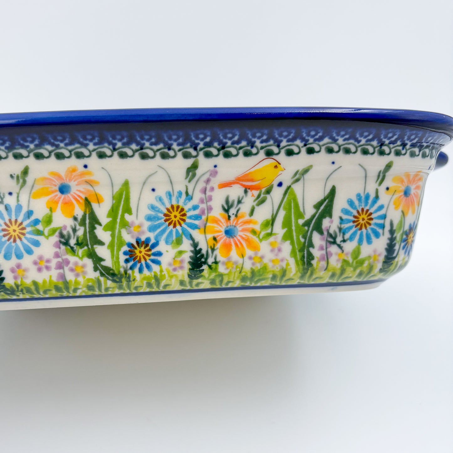 9” Lasagna Baker Handmade in Poland.  UNIKAT Wildflower Meadow Design