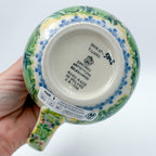 16 oz Bubble Mug. Handcrafted Polish pottery stoneware: UNIKAT Blue Hydrangea Design