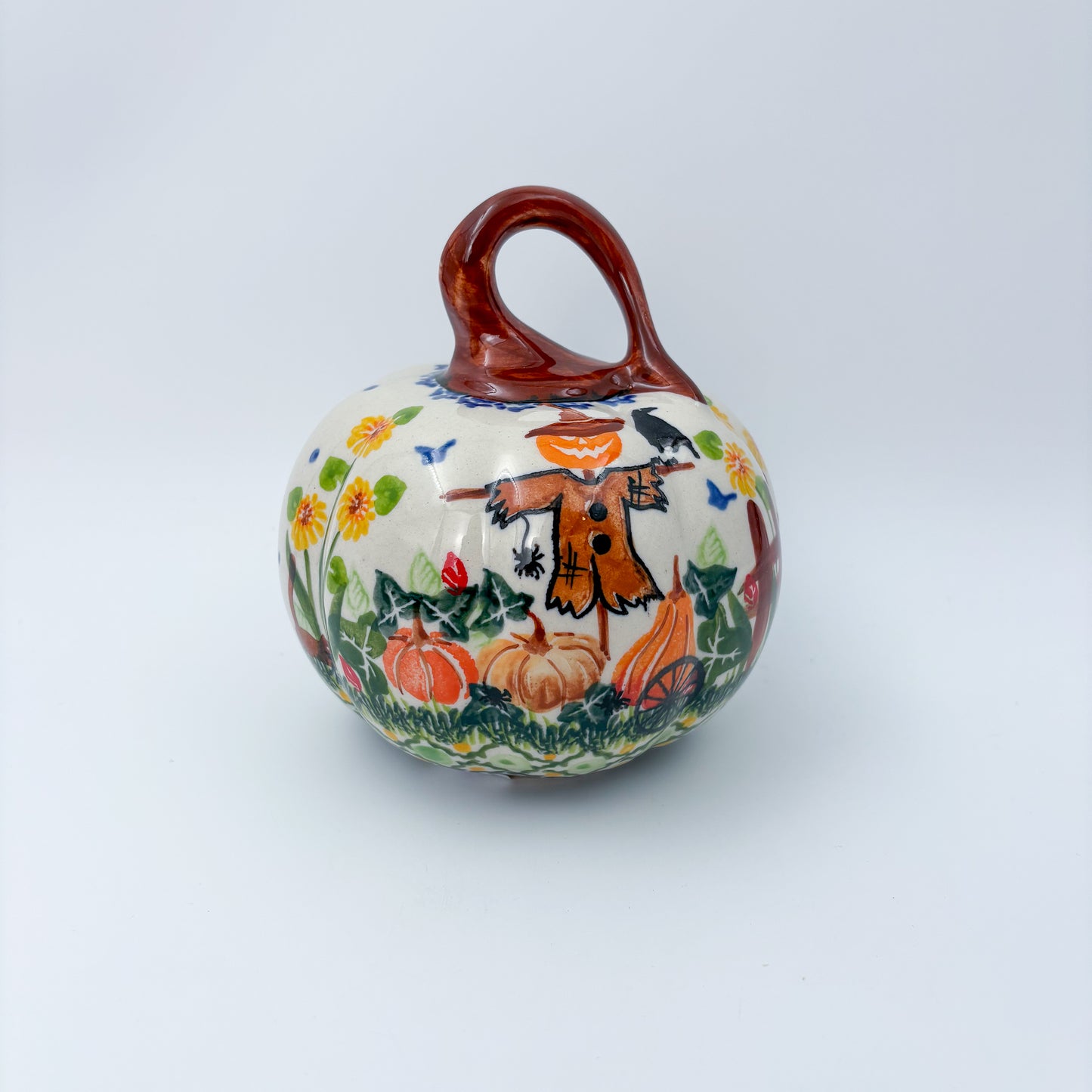 Pumpkin Small 5.3".  Hand crafted Polish pottery stoneware: UNIKAT Scarecrow and Pumpkins