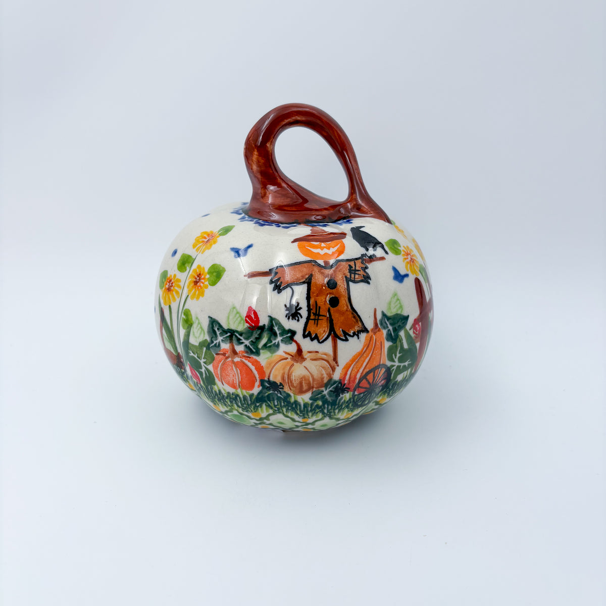 Pumpkin Small 5.3".  Hand crafted Polish pottery stoneware: UNIKAT Scarecrow and Pumpkins